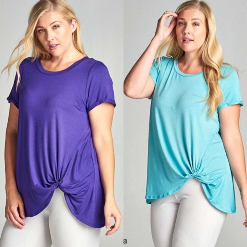 Violet Day Trip Side Knot Top Plus - TheBrownEyedGirl Boutique