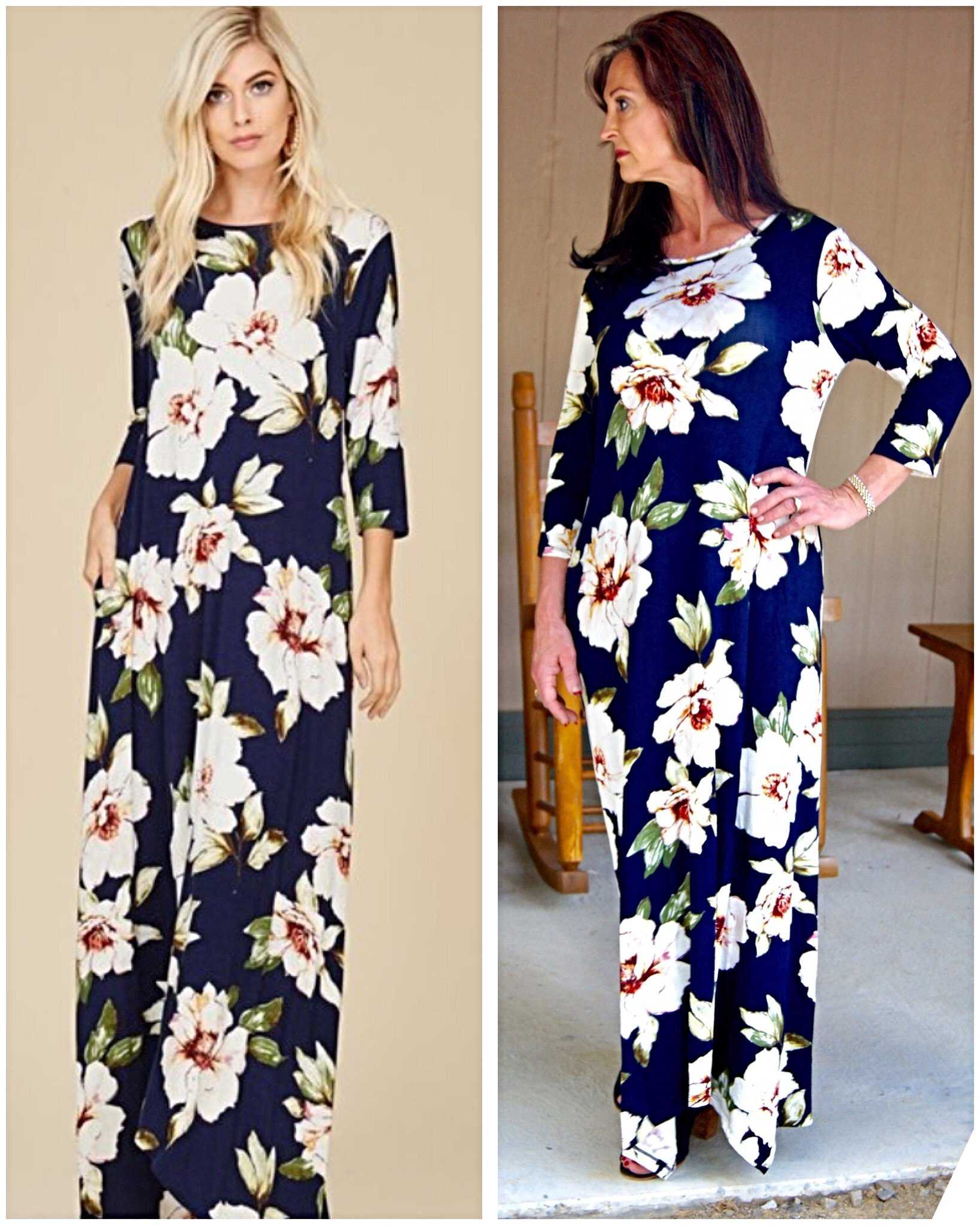 Its Autumn Navy Floral Maxi Side Pocket - TheBrownEyedGirl Boutique