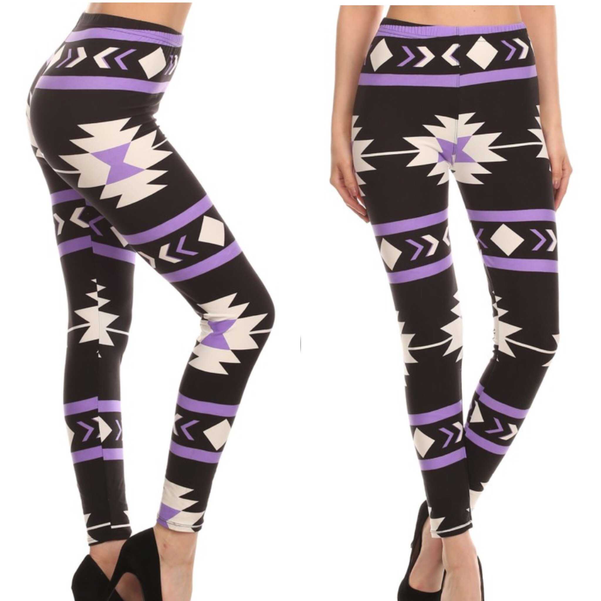 Purple and Black Aztec Print Leggings – TheBrownEyedGirl Boutique