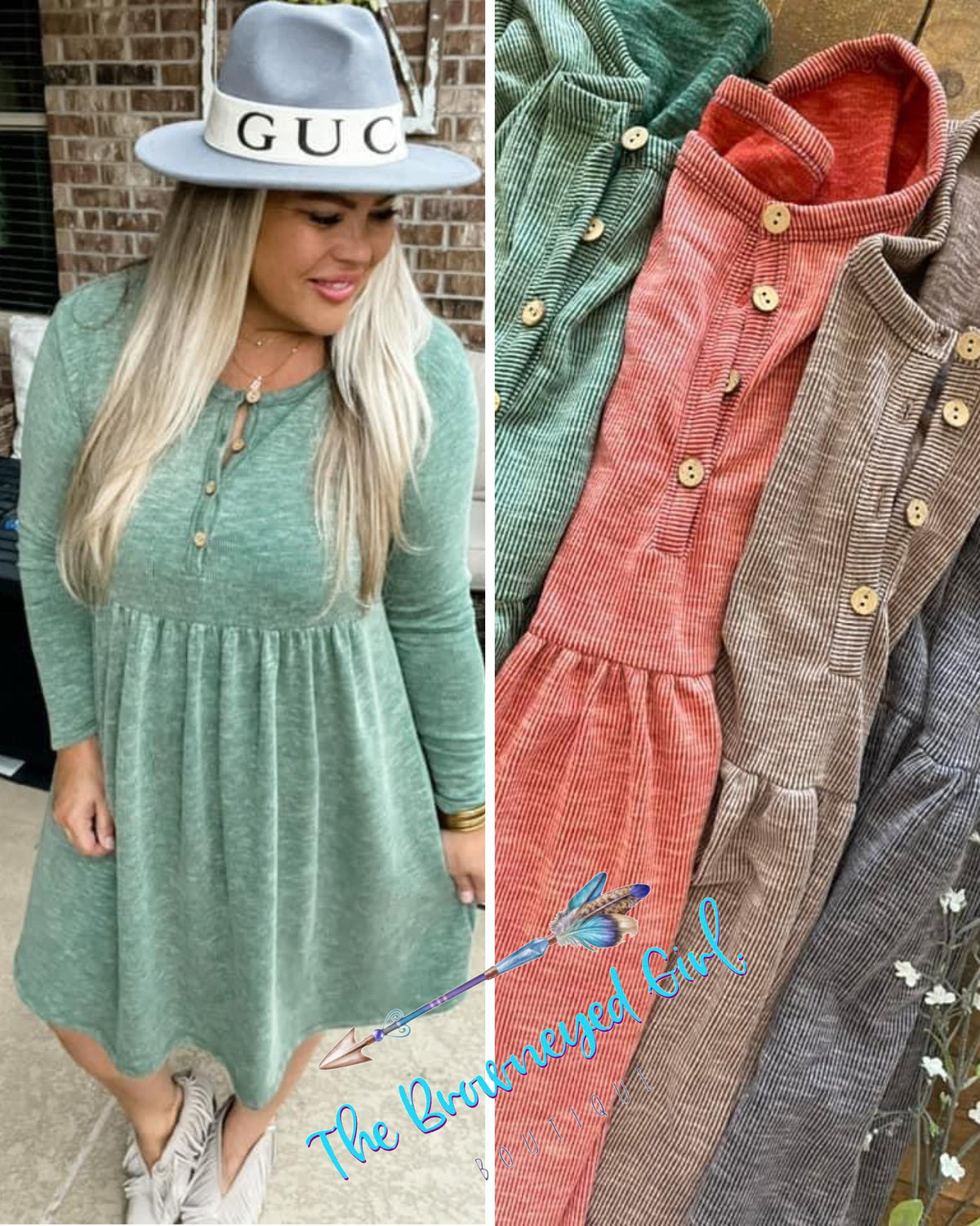 Raquel Vintage Henley Dress | TheBrownEyedGirl Boutique