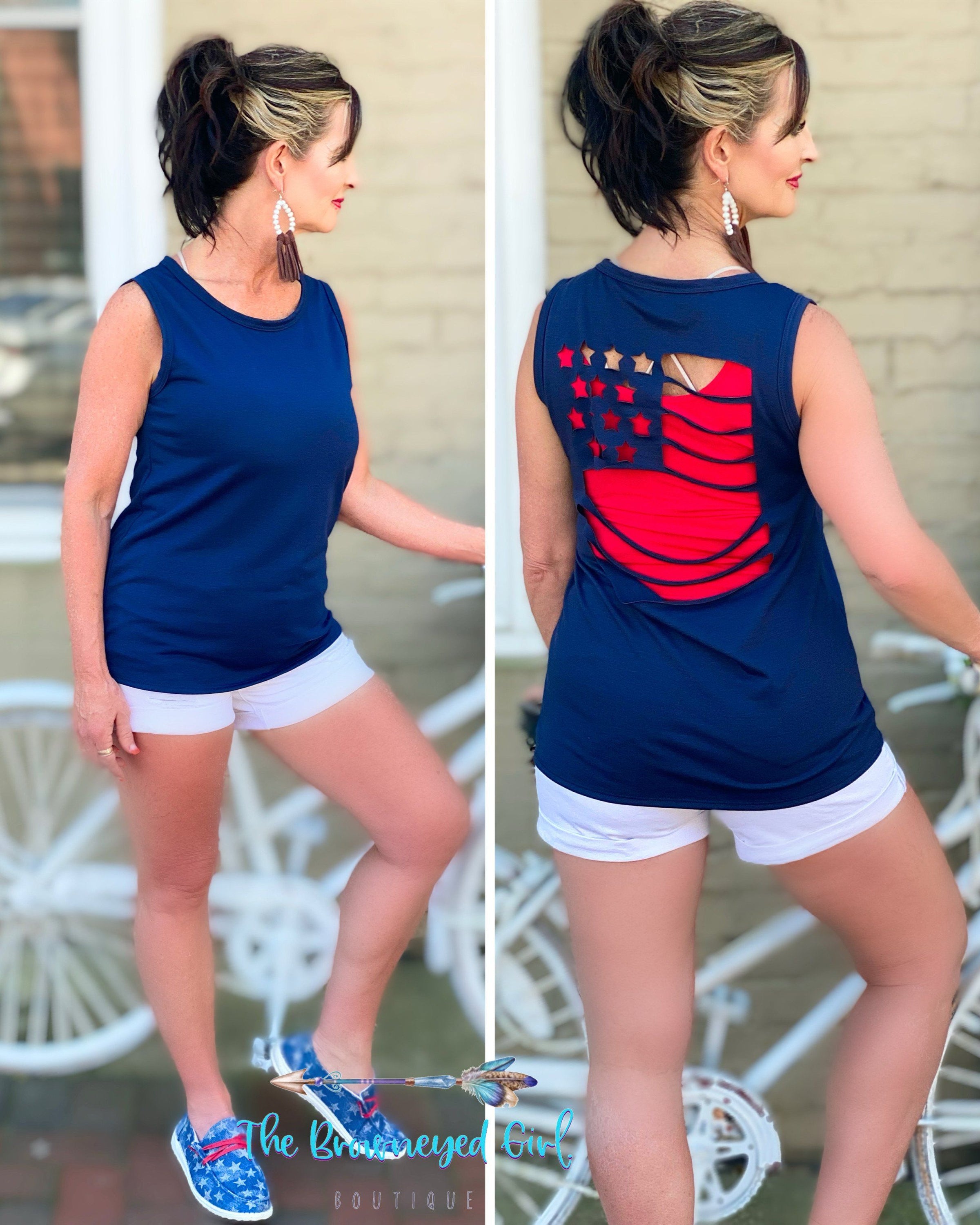 Grand O’l Flag Cut Out Short Sleeve Top