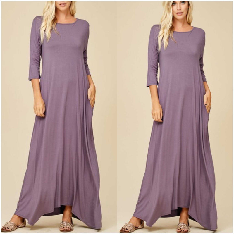 Let's Take A Walk Solid Maxi Side Pockets Maxi - TheBrownEyedGirl Boutique