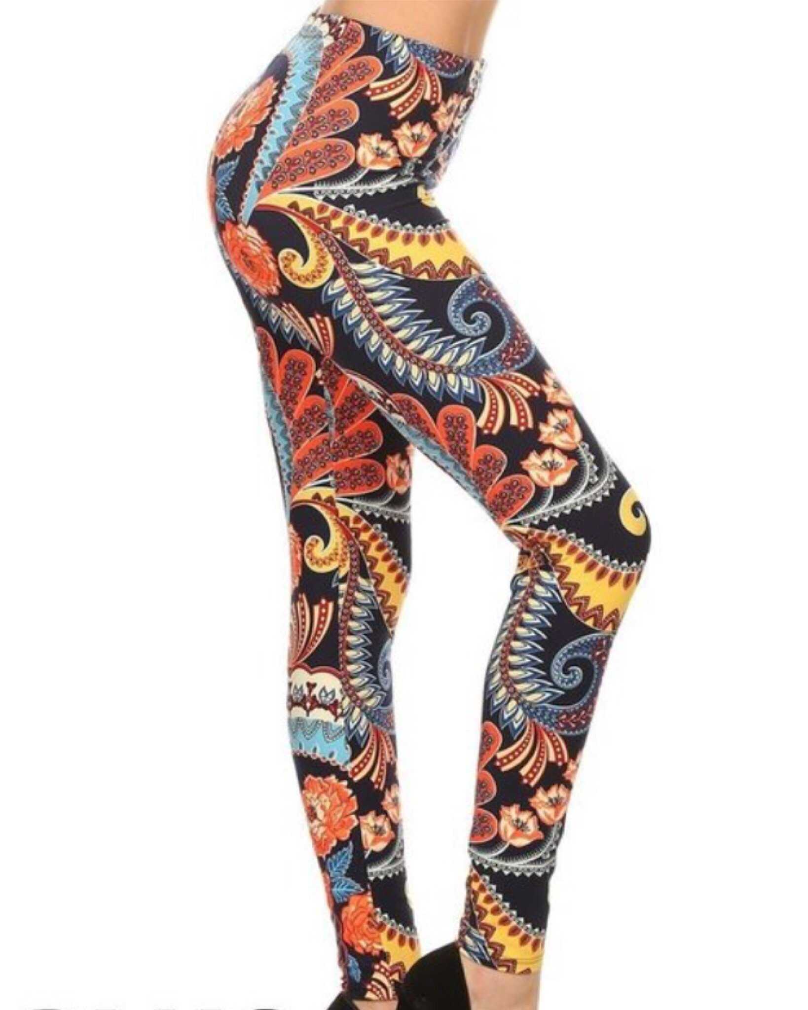 Paisley Multi Color Print Plus Size Leggings – TheBrownEyedGirl Boutique