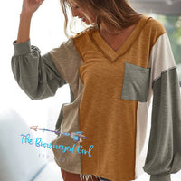 Welcome Autum V-neck Color Block Long Sleeve | TheBrownEyedGirl Boutique
