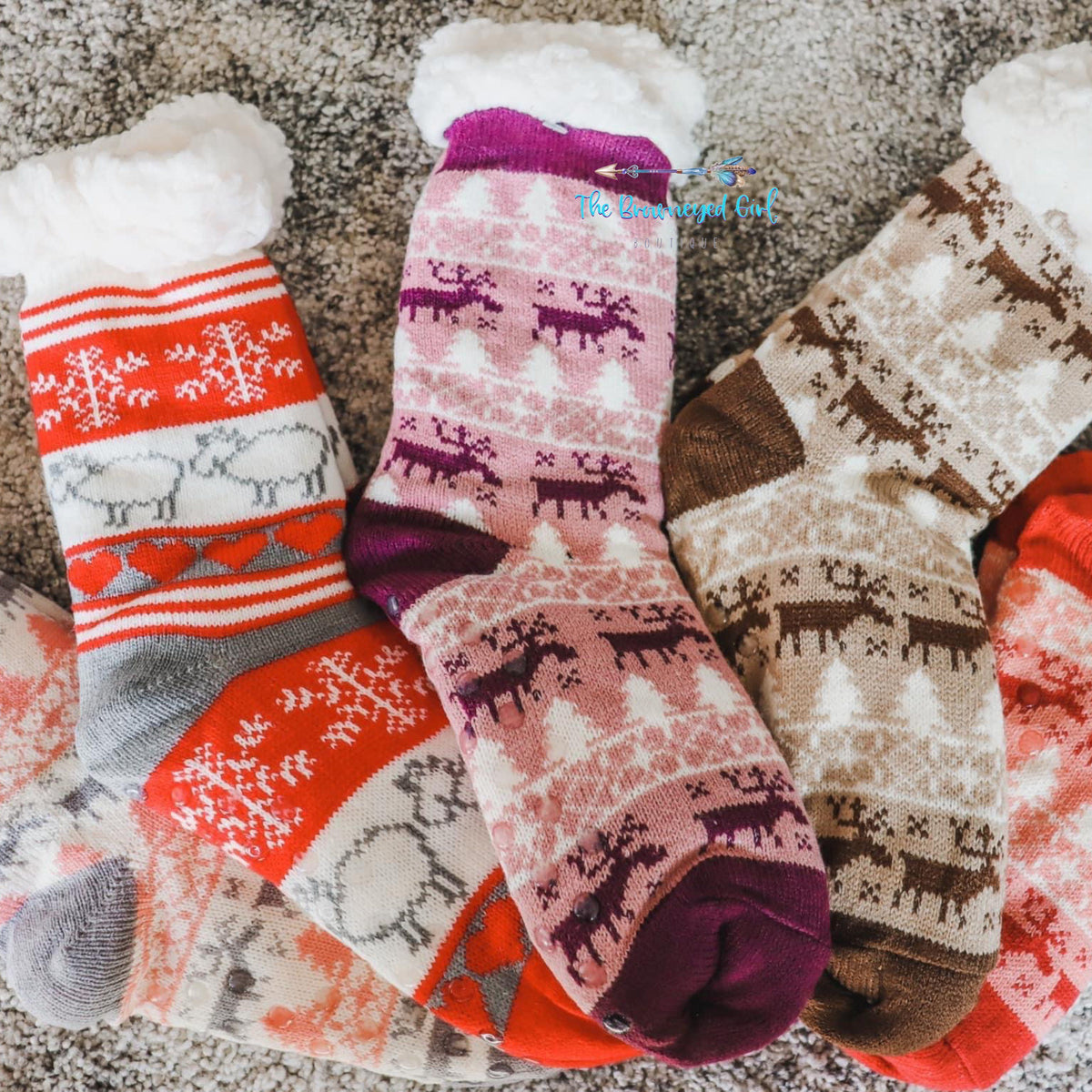 Sherpa Plush Christmas Socks