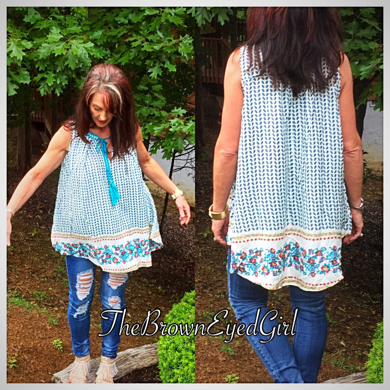 Lexi mixed print Flare Bottom Swing Tunic - TheBrownEyedGirl Boutique