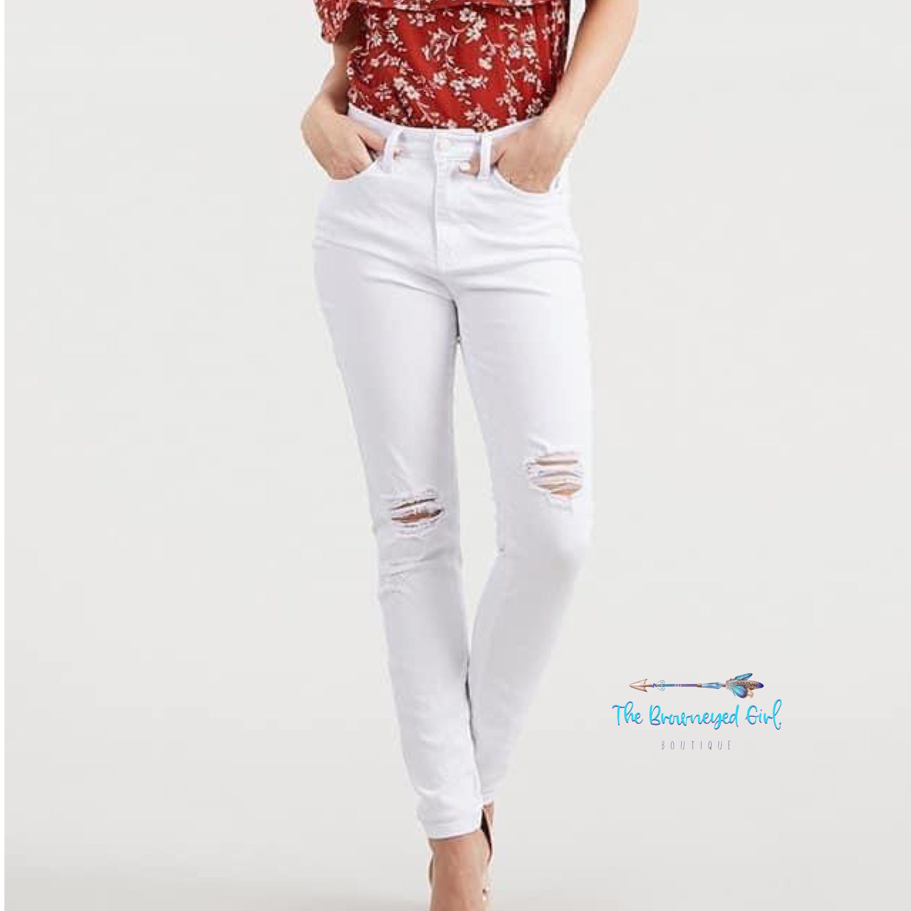 White 2024 distressed jeggings