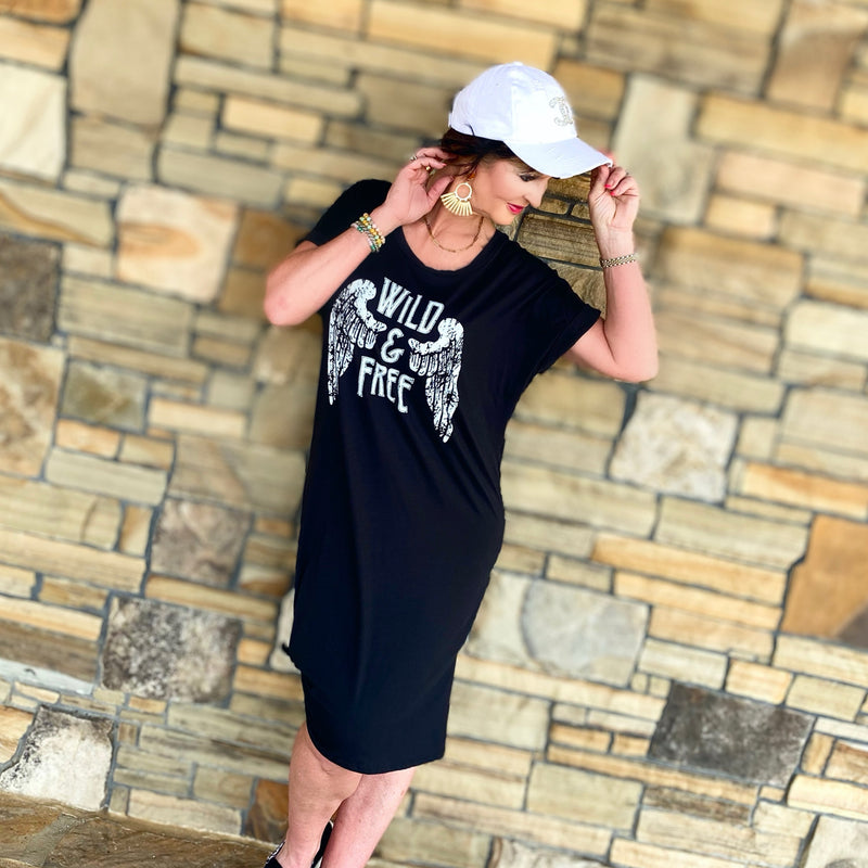 Wild And Free T-Shirt Dress | TheBrownEyedGirl Boutique