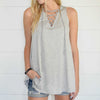 It's About Comfort Solid Lace Up Tank Top - TheBrownEyedGirl Boutique
