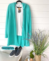 Claire Hooded Waffle Knit Cardigan Teal | TheBrownEyedGirl Boutique