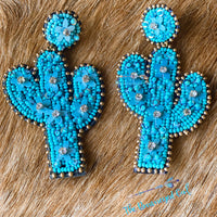 Seed Bead Cactus Earrings