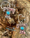 Turquoise Stoned Initial Earrings | TheBrownEyedGirl Boutique