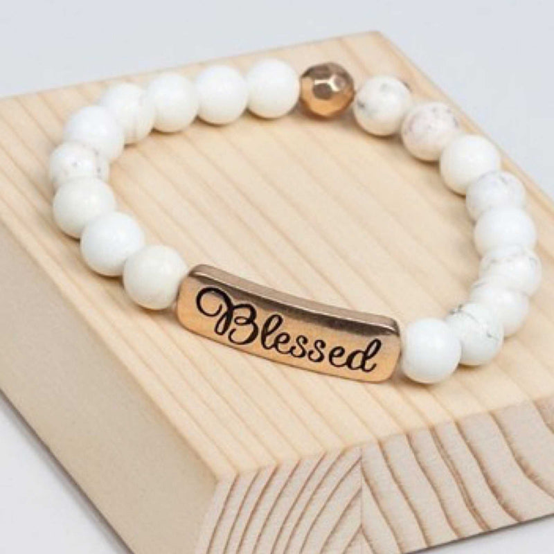 Natural Stone Religious Inspiration Stretch Bracelets - TheBrownEyedGirl Boutique