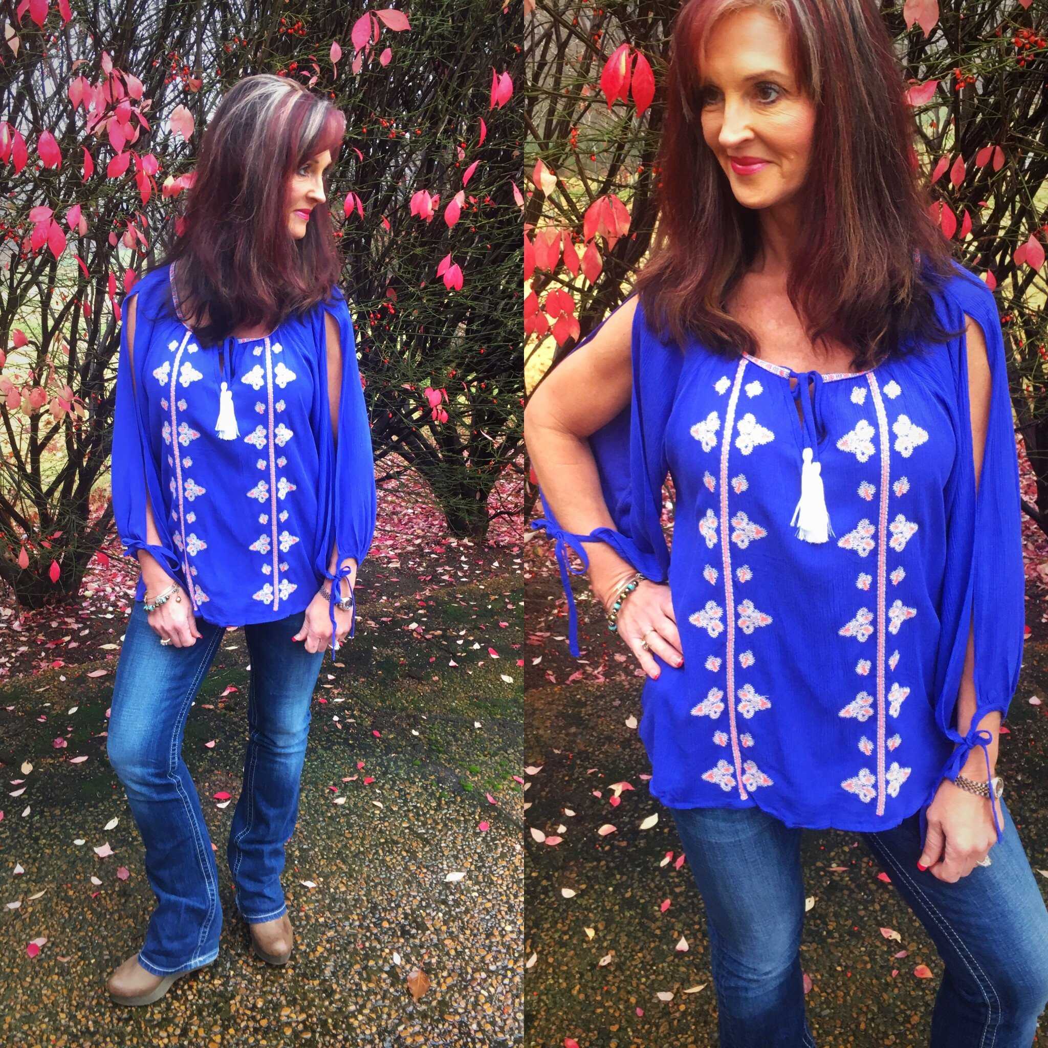 Royal Blue Embroidered Color Pop Top - TheBrownEyedGirl Boutique
