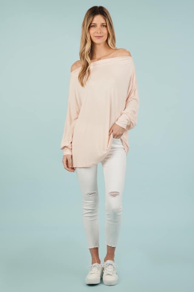 Blush Slouchy Lounge Off The Shoulder