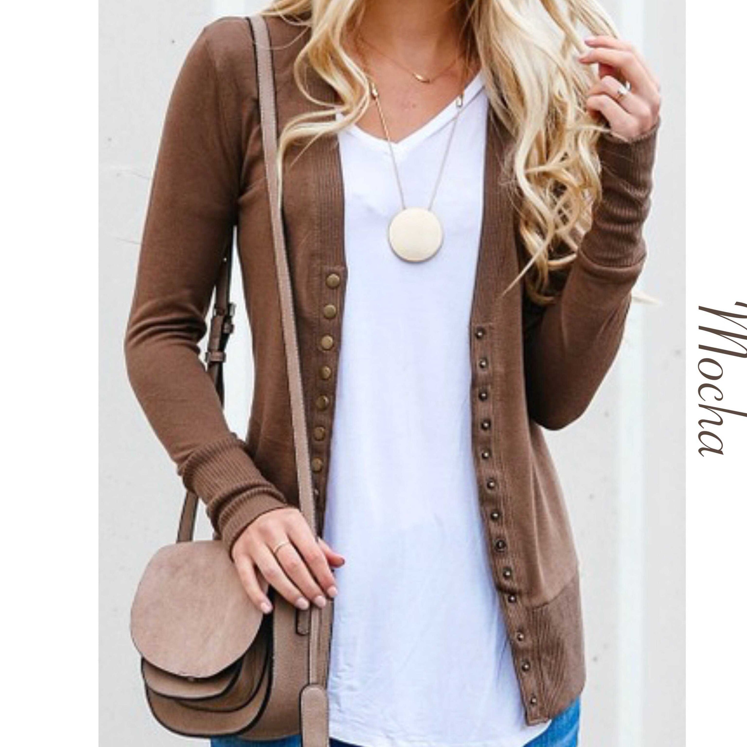 Womens Snap Front Sweater Cardigan - TheBrownEyedGirl Boutique
