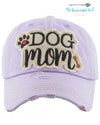 Dog Mom Distressed  BaseBall Hat Lavender/Camo