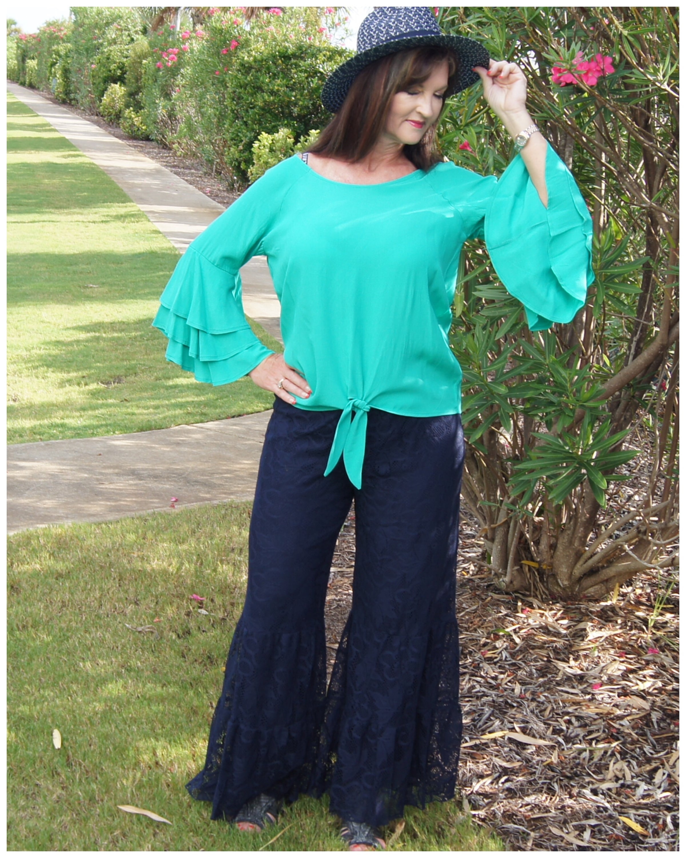 Waiting For The Moment Green Ruffle Sleeve Blouse