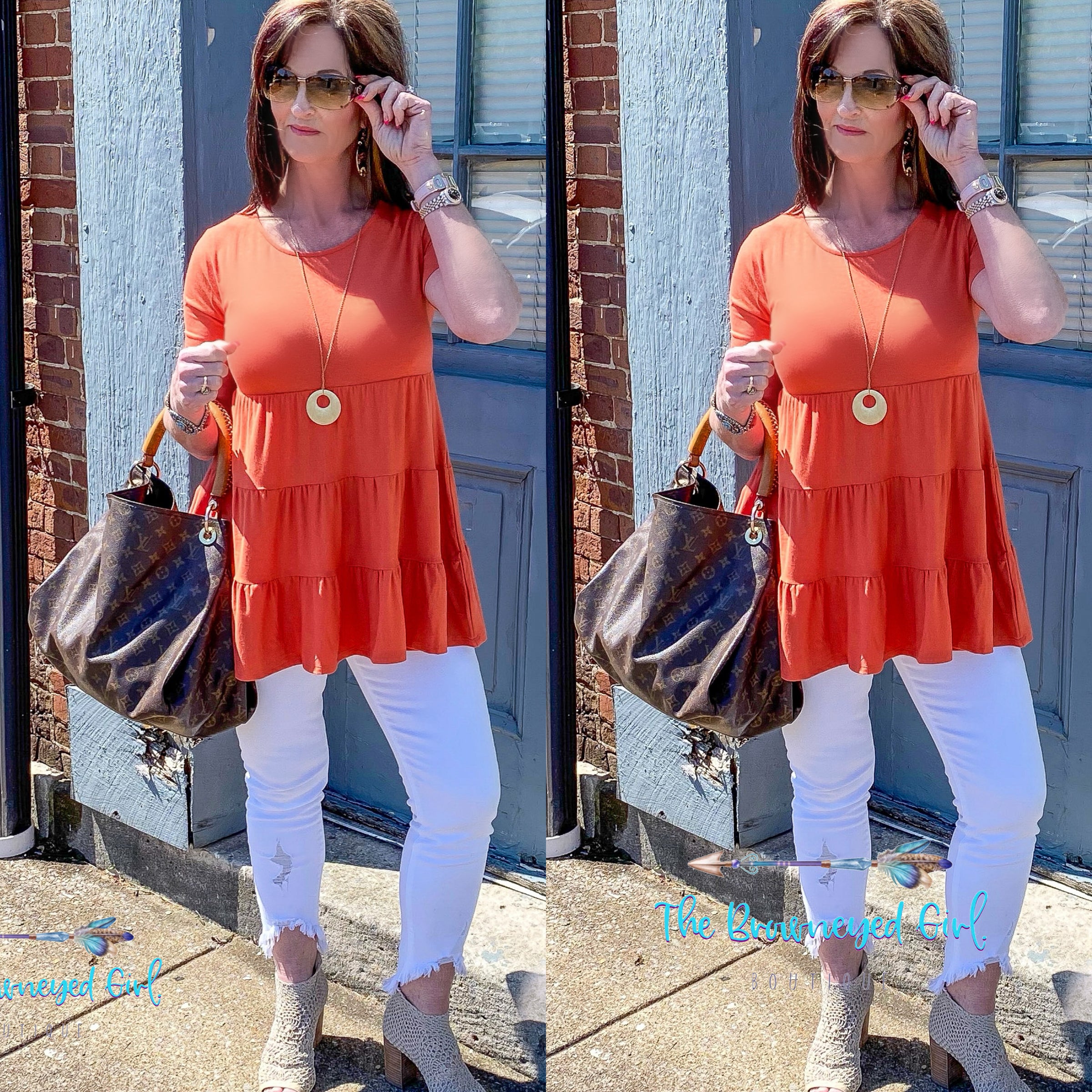 Sweet Spring  Deep Coral Baby Doll Top