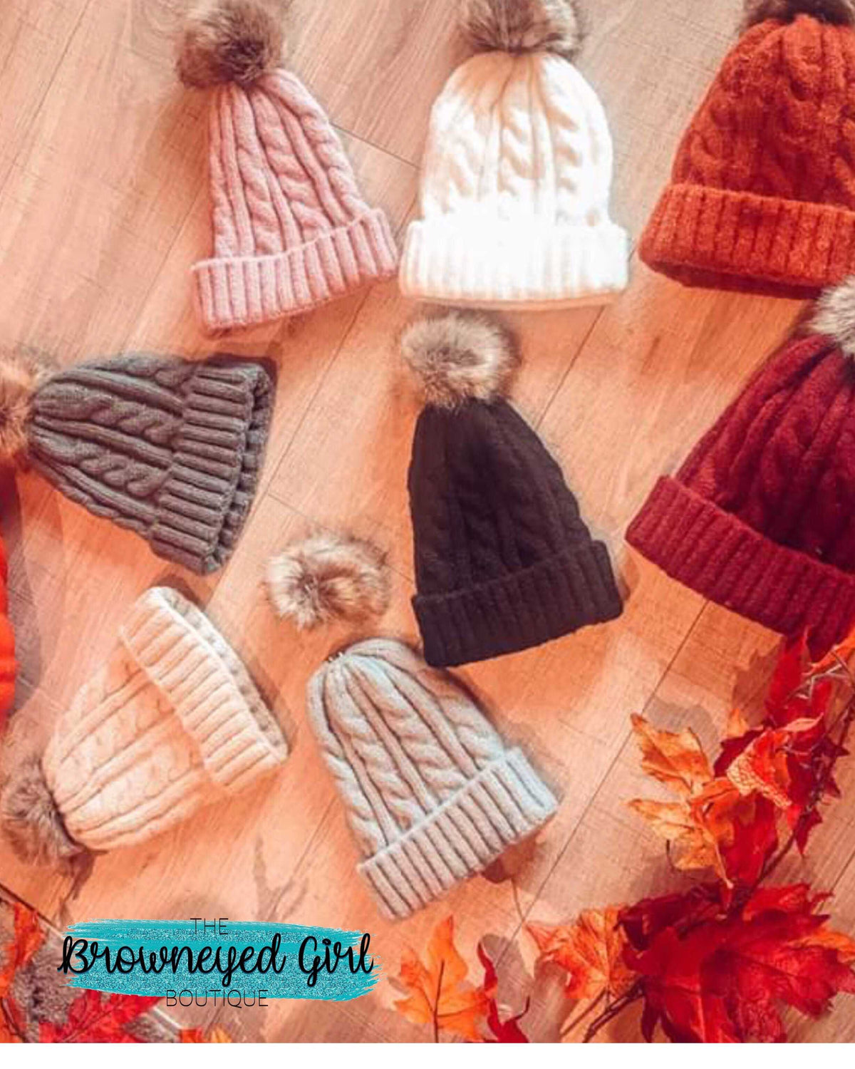 Cable Knit Soft Pompom Beanie - TheBrownEyedGirl Boutique