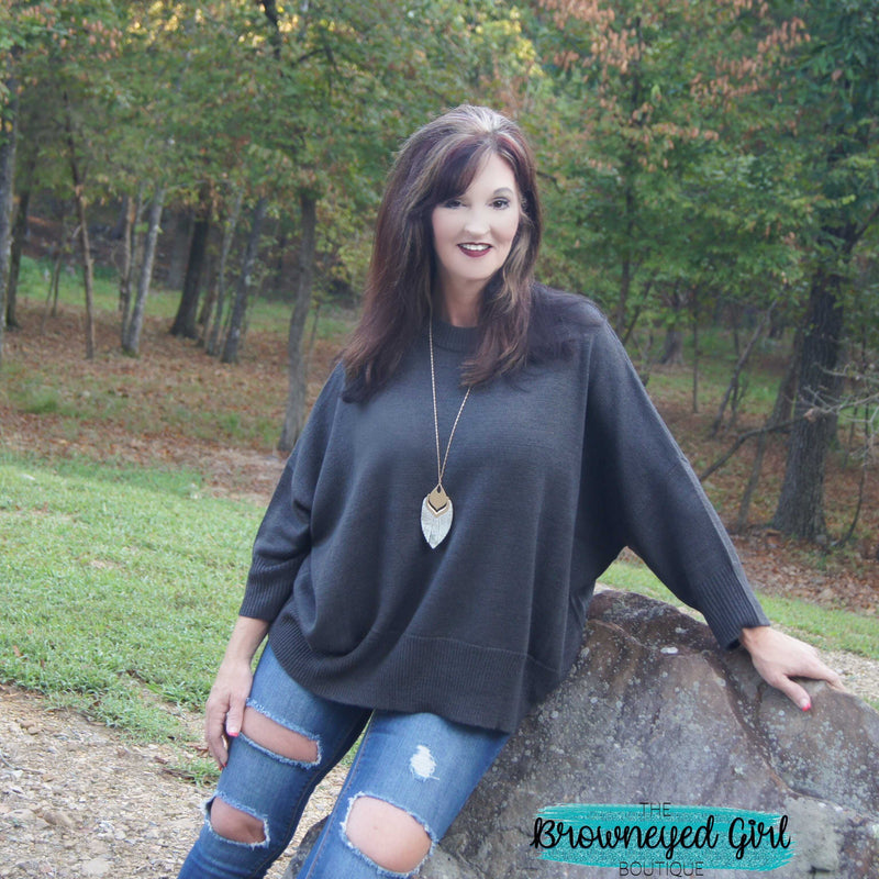 Believe In You Dolman Batwing Sweater - TheBrownEyedGirl Boutique