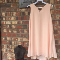 Dreamsicle Peach Solid Key-hole Shift Dress - TheBrownEyedGirl Boutique