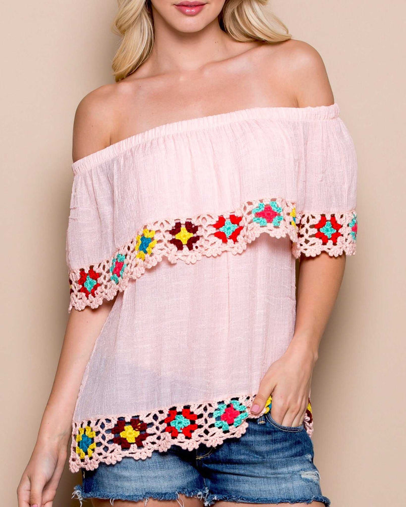 White Beach Baby Crochet Off The Shoulder Top - TheBrownEyedGirl Boutique