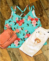 Tropical Paradise Criss Cross Tank Top - TheBrownEyedGirl Boutique