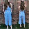 Blue And White Stripe Me Down Wide Legged JumpSuit - TheBrownEyedGirl Boutique
