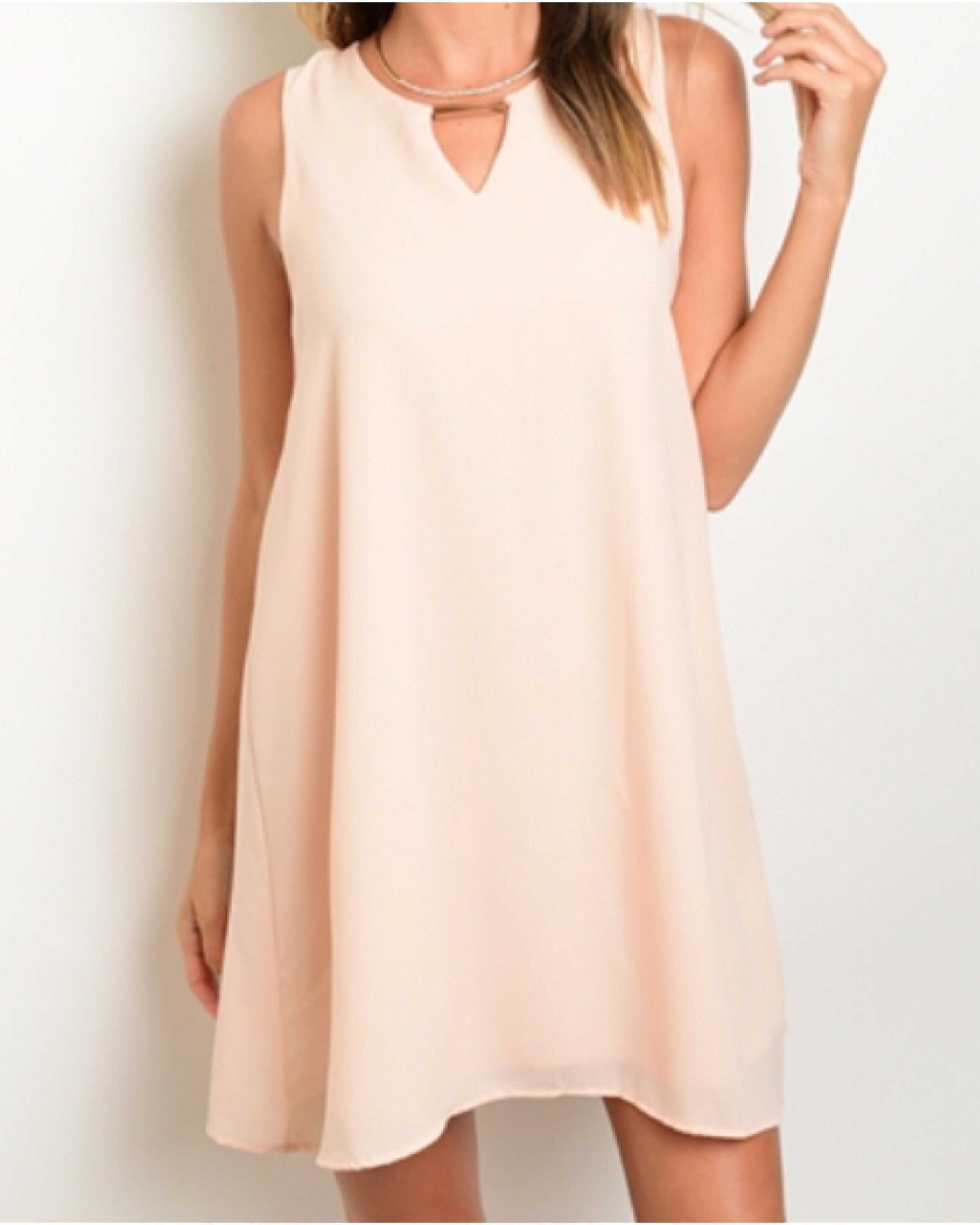 Dreamsicle Peach Solid Key-hole Shift Dress - TheBrownEyedGirl Boutique